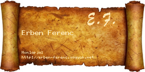 Erben Ferenc névjegykártya